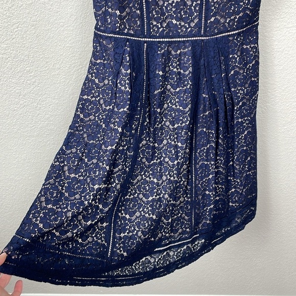 Joie Solandra Sleeveless Lace Dress Navy Blue A Line Party Cocktail Sz 10 - Picture 5 of 12